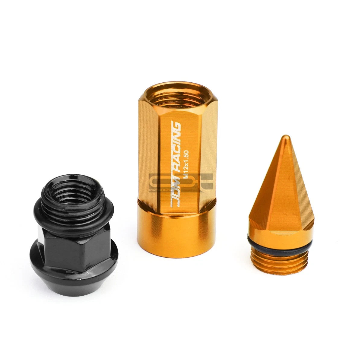 20 PC M12X1.5 Orange Aluminum Lug Nuts with Caps for JDM Vehicles