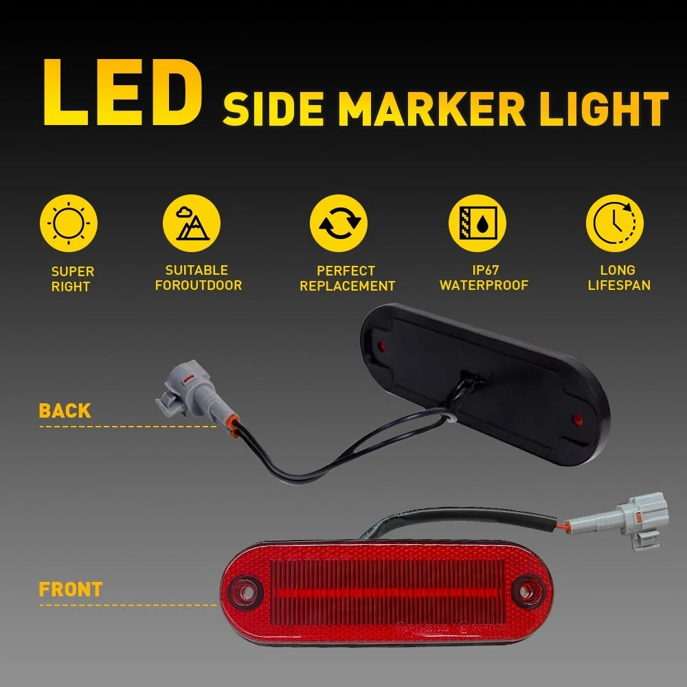 2X Red LED Rear Bumper Side Marker Lights for Toyota RAV4 (1996–2000)