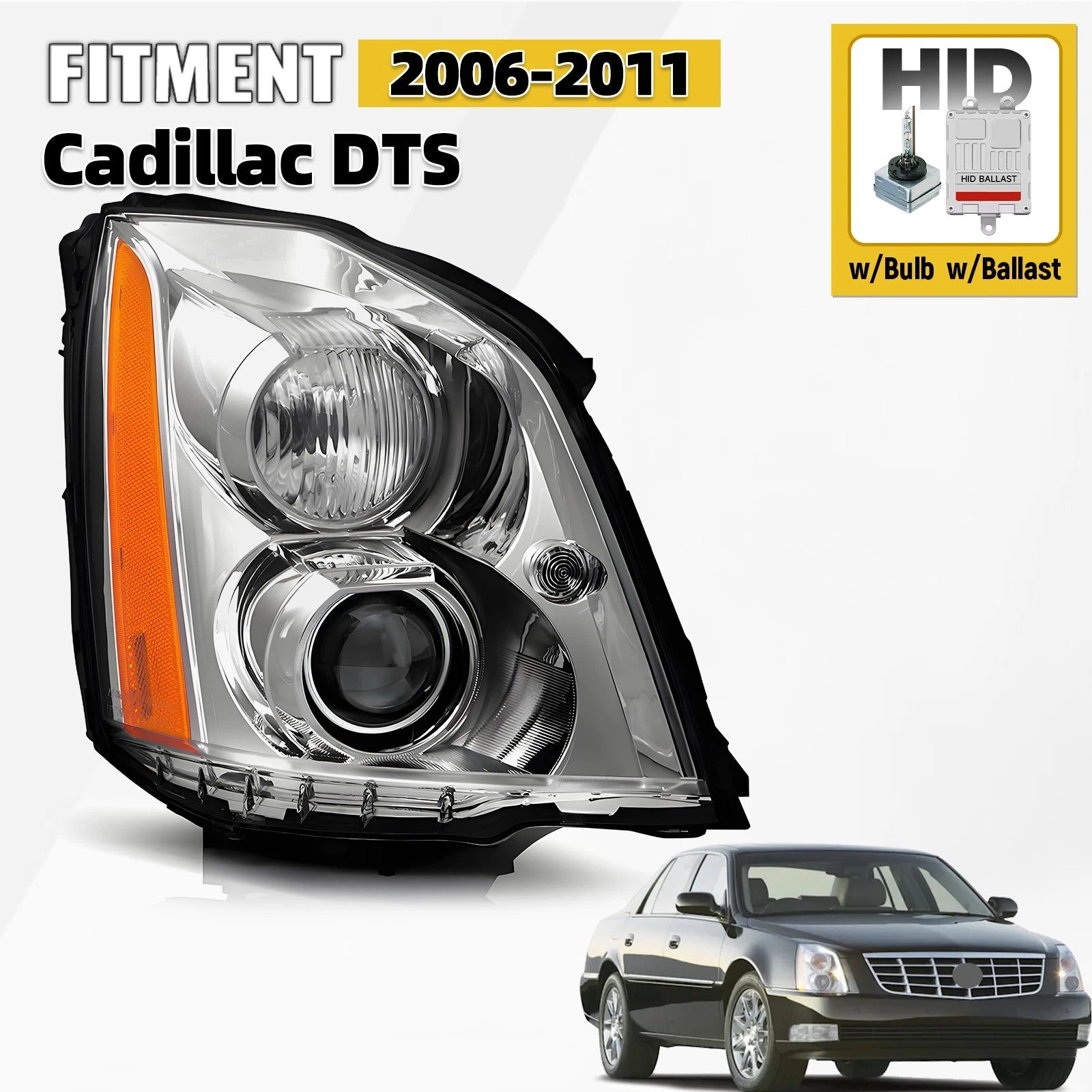 HID/Xenon Headlight with Bulb & Ballast for Cadillac DTS (2006–2011)