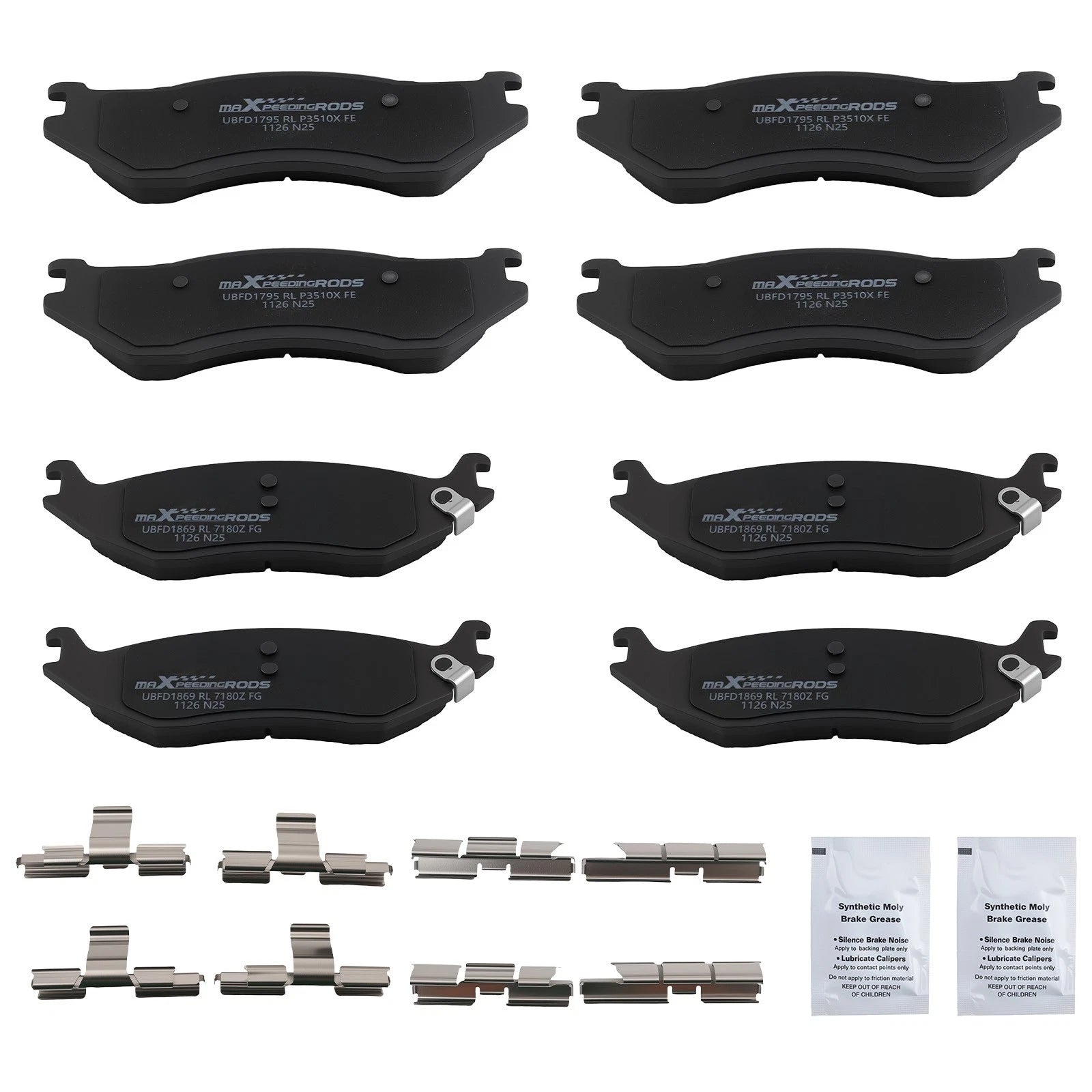 8pcs Brake Pads Kit for Dodge Durango (2003–2006) / Ram 1500 (2002–2005)