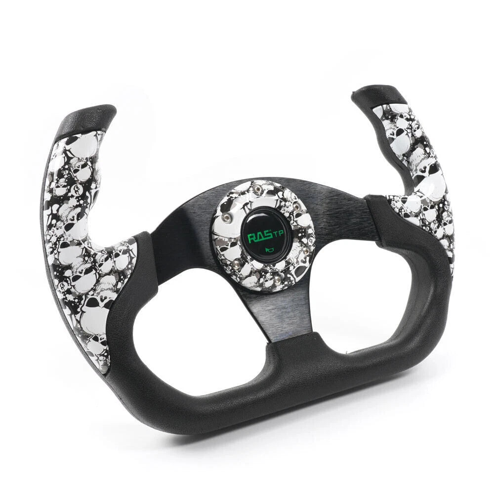 Universal U Shape Flat Drift Racing Leather Steering Wheel with Horn Button
