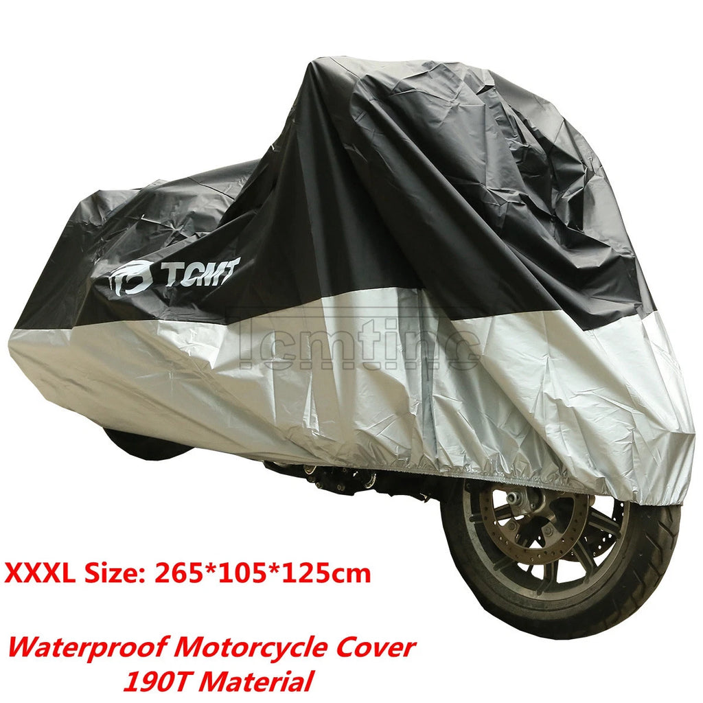 XXXL UV Waterproof Motorcycle Cover for Harley Honda Yamaha (265x105x125cm)