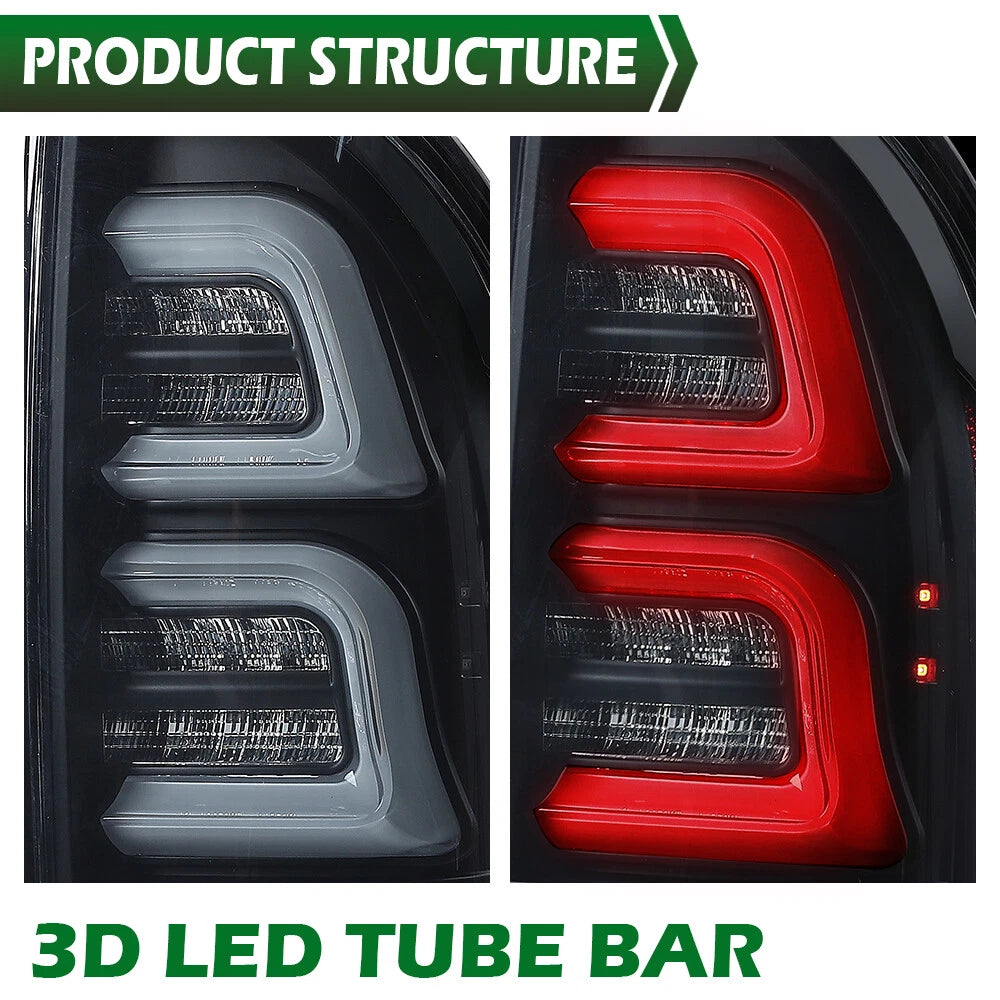 LED Tube Tail Lights for Toyota Tacoma (2005–2015) Black Smoked