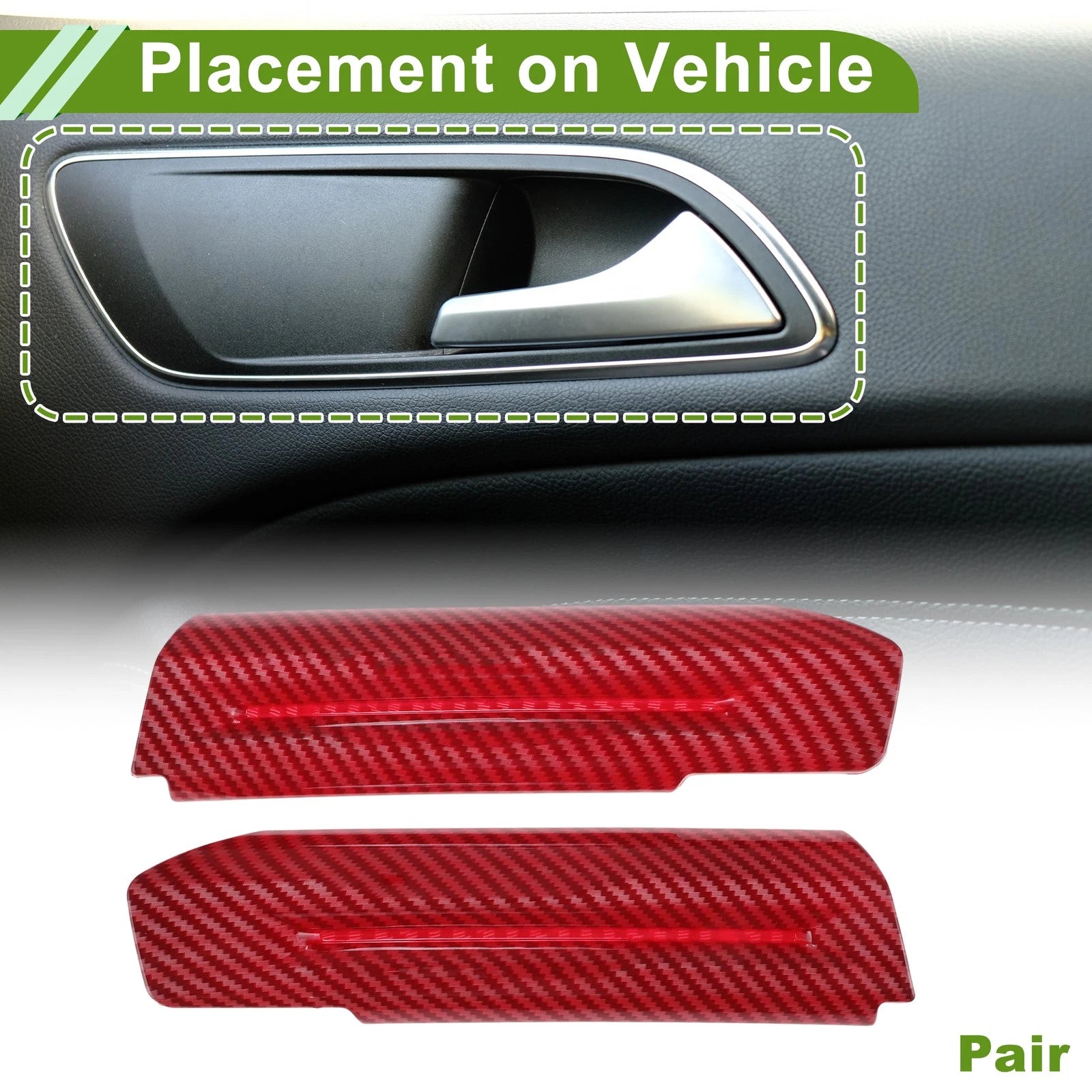 Interior Door Handle Bowl Cover Trim for Ford Mustang (2015–2024) Carbon Fiber Red