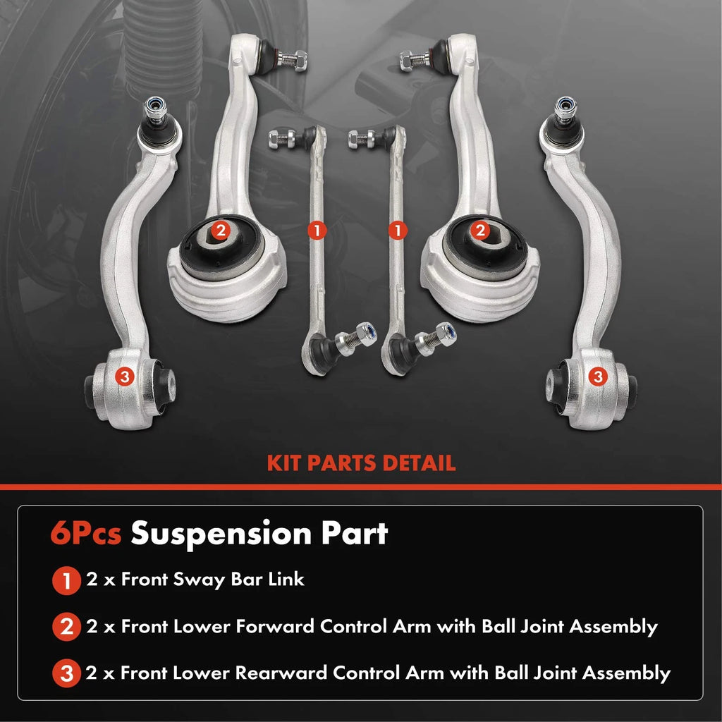 6X Front Control Arm Kit for Mercedes-Benz C207 A207 A212 C204 W204 (2010–2016)