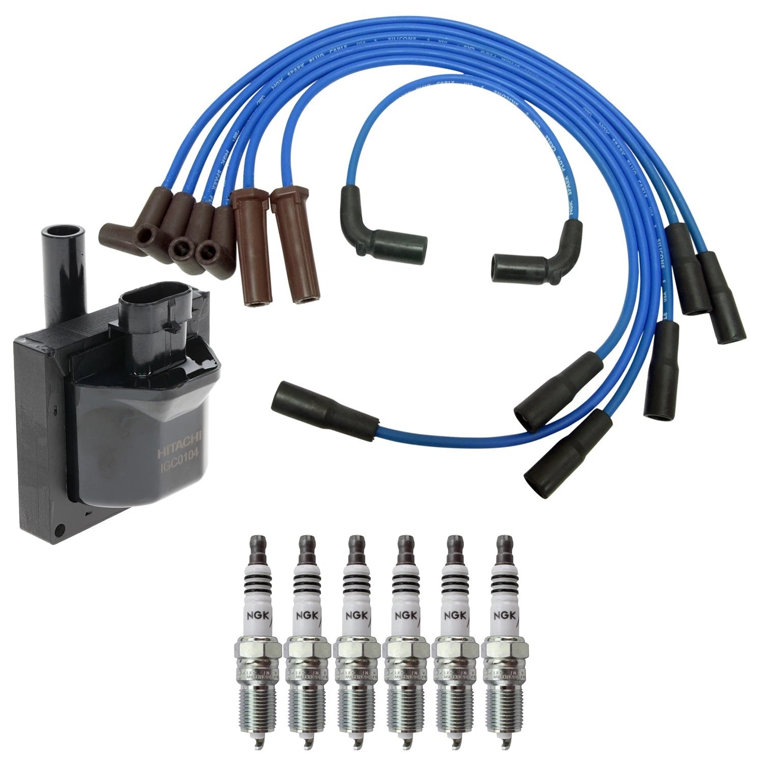 Set of 6 Hitachi Ignition Coils & NGK Iridium Spark Plugs for Savana 1500 (2003–2014)