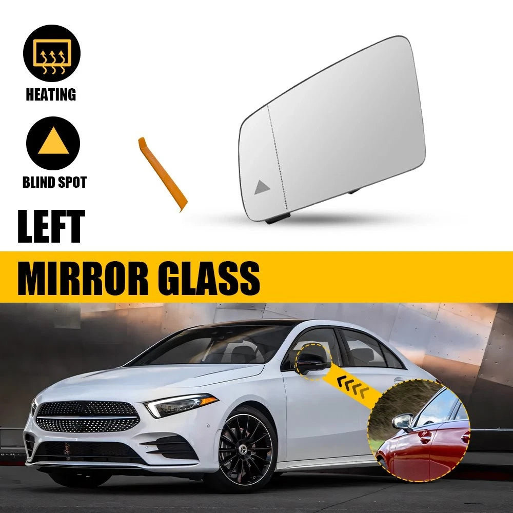 Heated Left Side Mirror Glass w/Blind Spot for Mercedes-Benz W204 W246 (2011–2018)