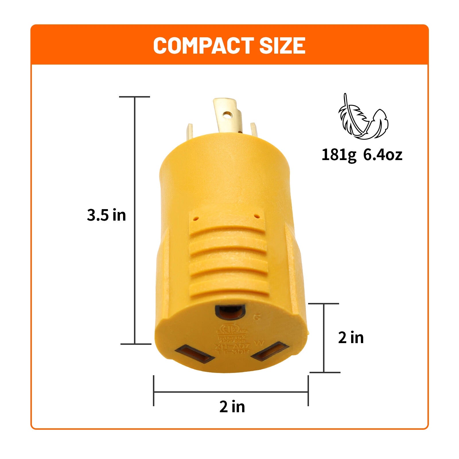 30 AMP RV Trailer Generator Adapter L14-30P to TT-30R Plug Twist Lock