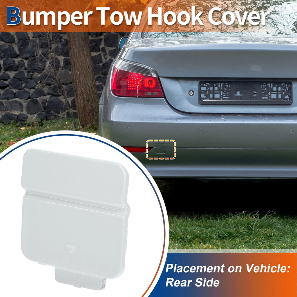 Rear Car Bumper Tow Hook Cover for BMW 525i 530i 545i 550i (2001–2010) No. 51127119151 White