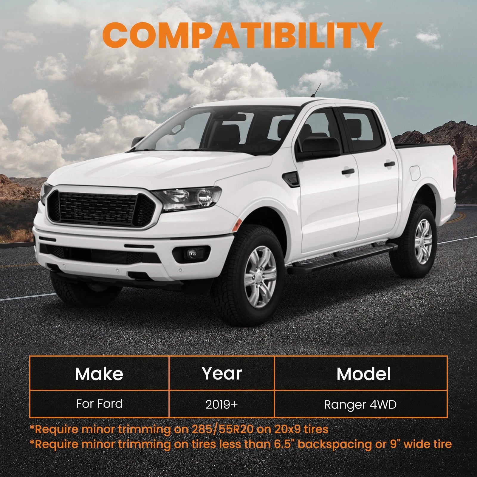 2.5" Front Leveling Lift Kit Strut Spacers for Ford Ranger (2019–2022)