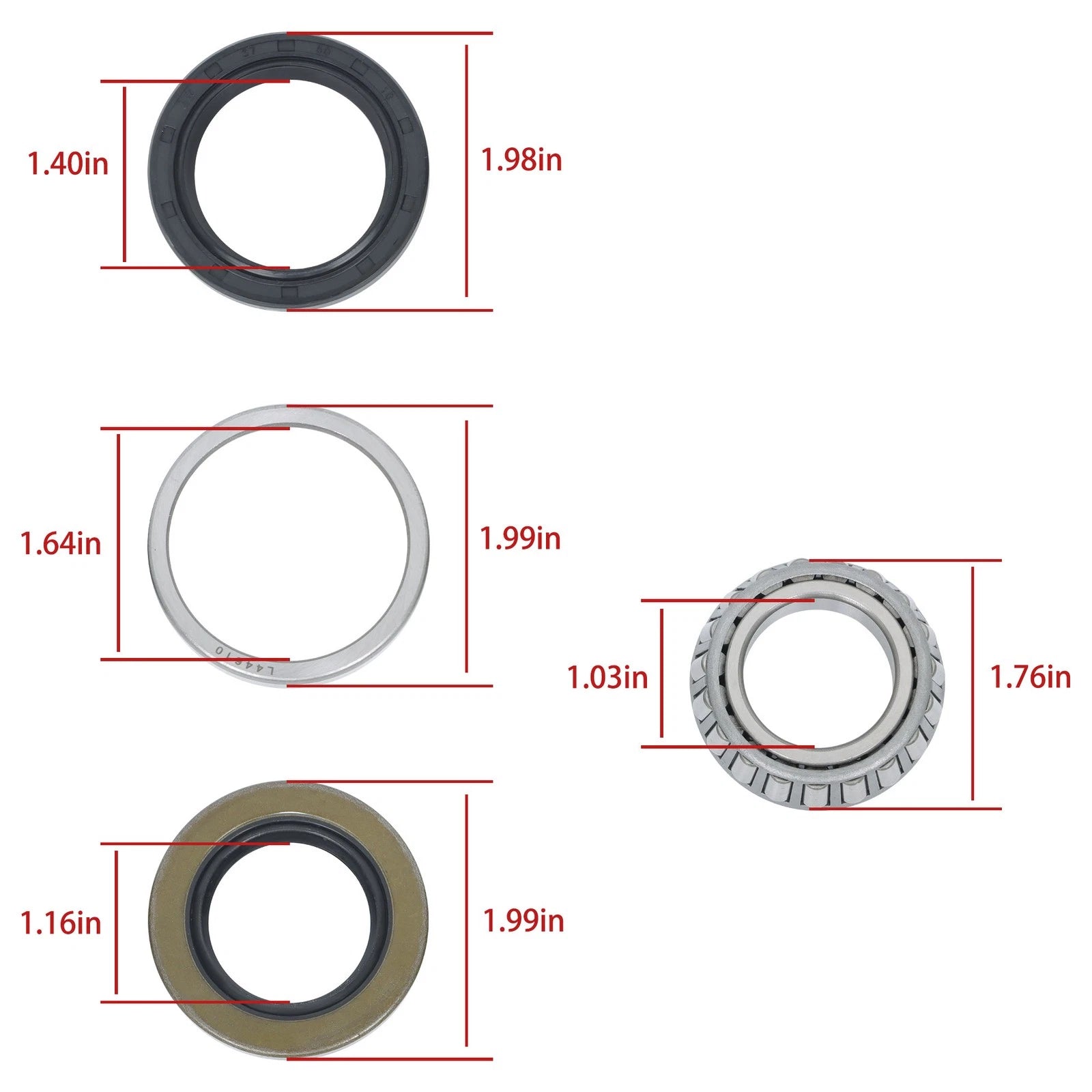 Set of 4 Trailer Bearing Kits for L44649/L44610 (2000)
