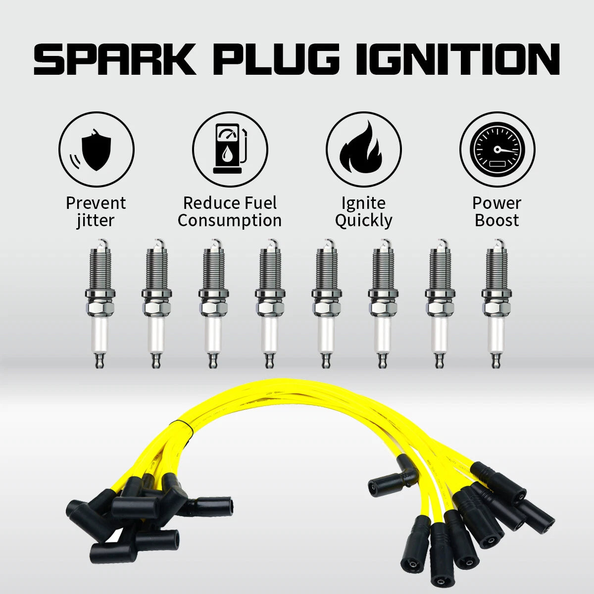Yellow Spark Plug Wire + Plug for Chevy C1500 K1500 GMC 5.7L 5.0L (1996–1999)