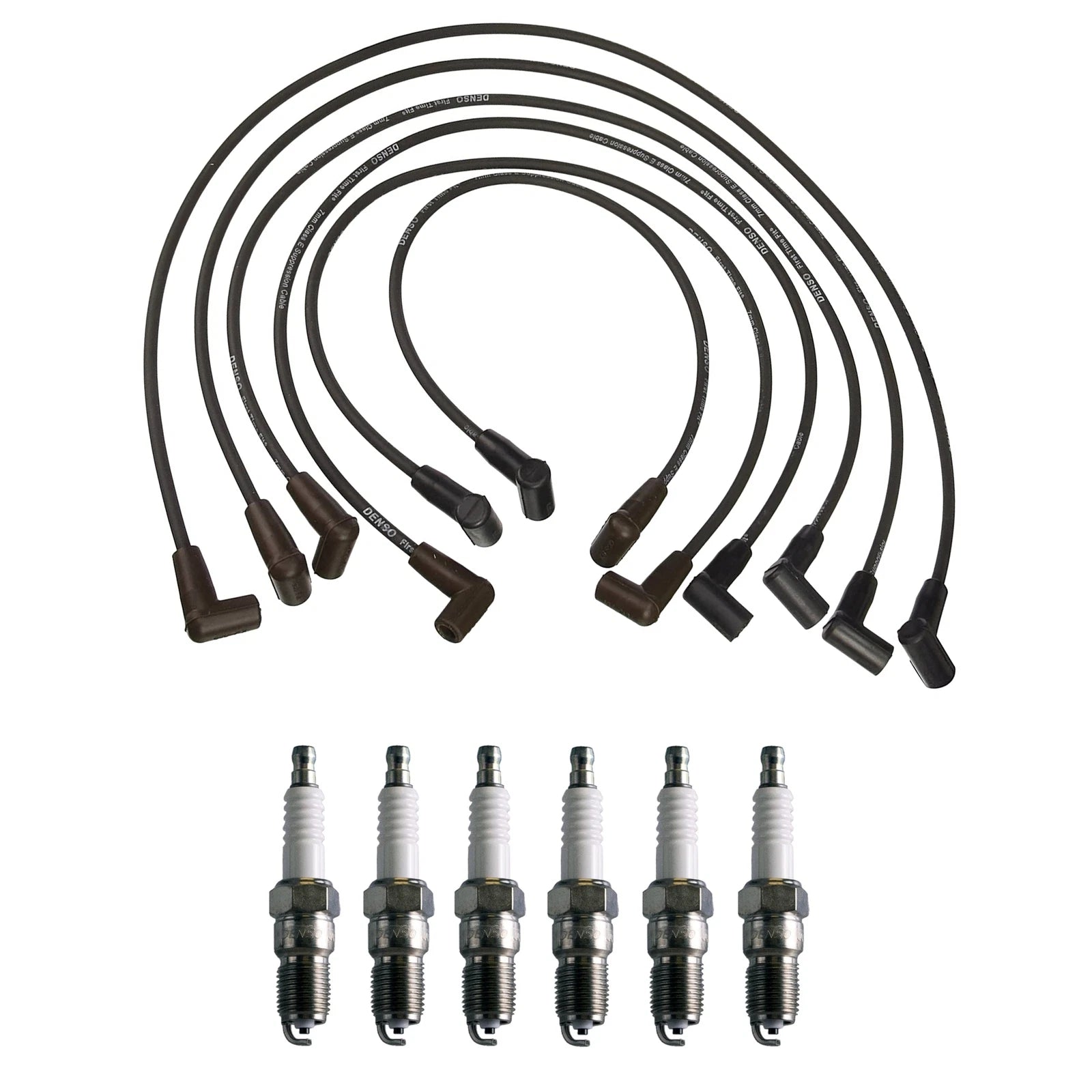 Denso 7mm Wire Set & 6 U-Groove Spark Plugs Kit for Chevy Pontiac V6