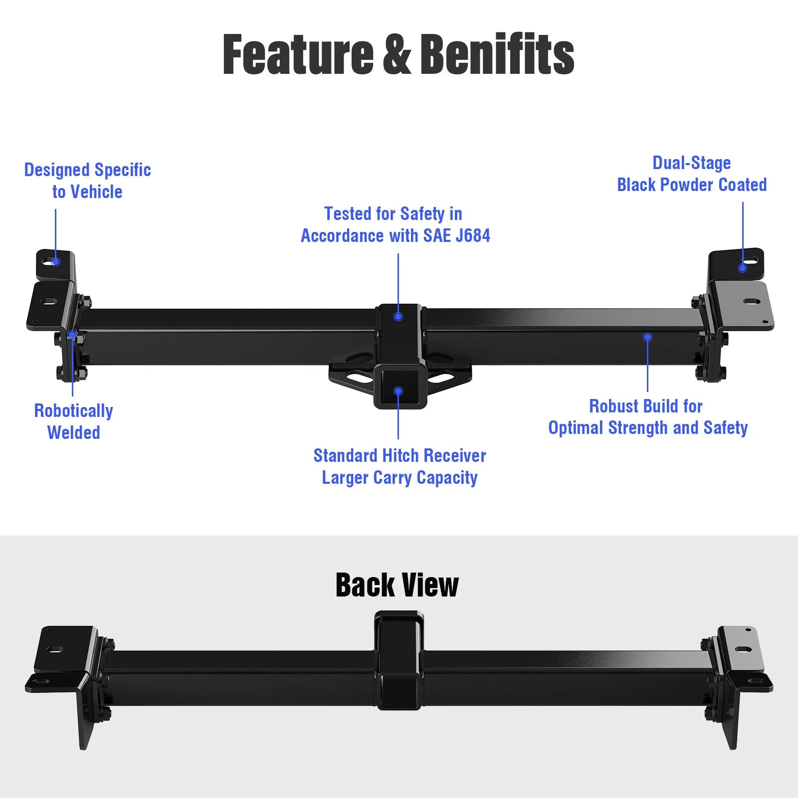Towing Hitch Receiver Class 3 for Jeep Wrangler (1997-2006)