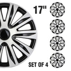 Set of 4 Wheel Covers for R17 Tire & Rim (Black & Silver)