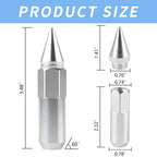 20X Wheel Lug Nuts M12x1.5 for Universal Tuner Vehicles (Silver)