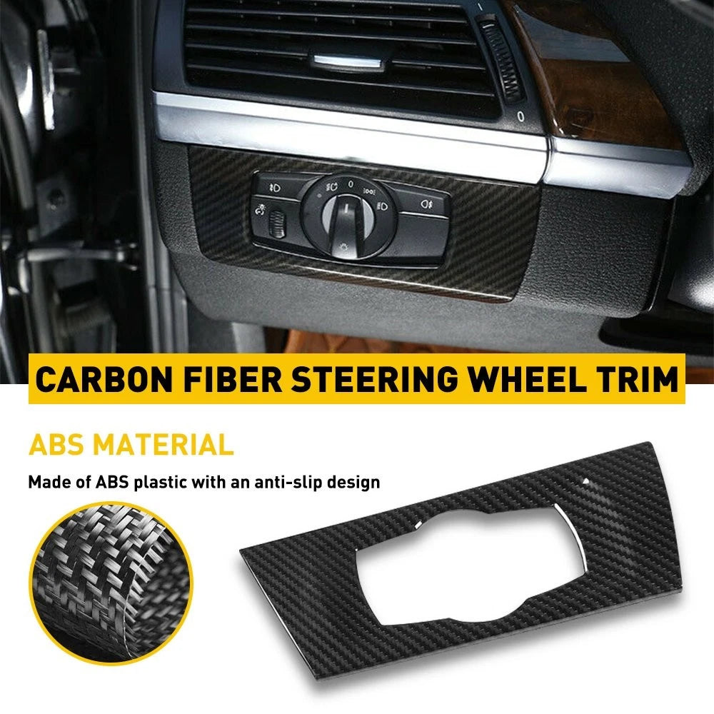 Carbon Fiber Headlight Switch Frame Cover for BMW 3 Series E90 (2007–2013)