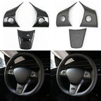 Carbon Fiber Interior Steering Wheel Trim for Tesla Model 3 (2017–2024)
