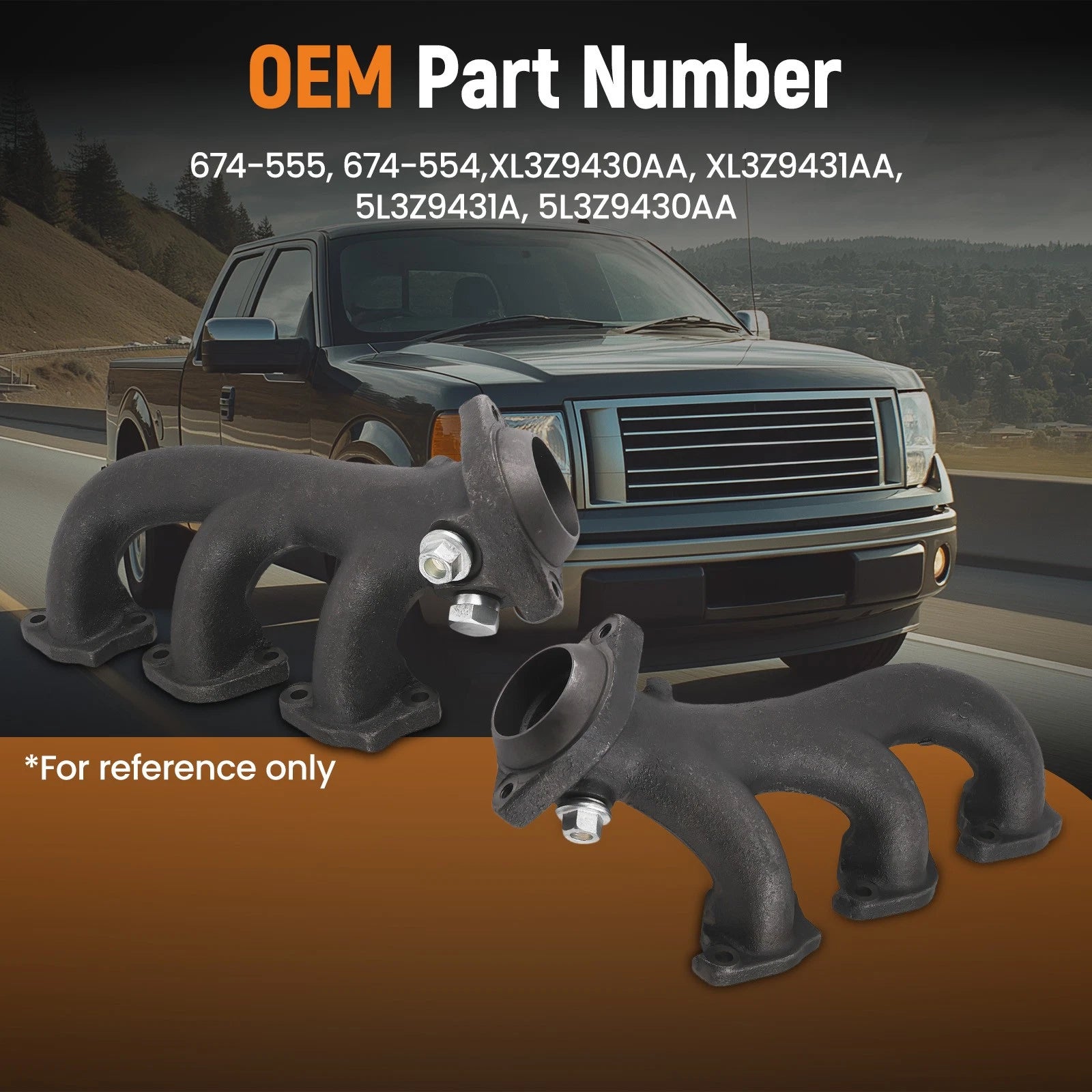Cast Iron Exhaust Manifold LH & RH for Ford F150 E150 (1999–2008) 5.4L V8
