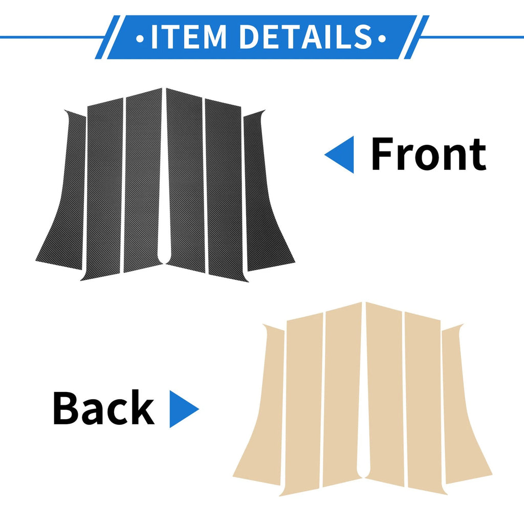 6Pcs Door Pillar Window Trim for Mitsubishi Outlander (2014–2023) Carbon Fiber