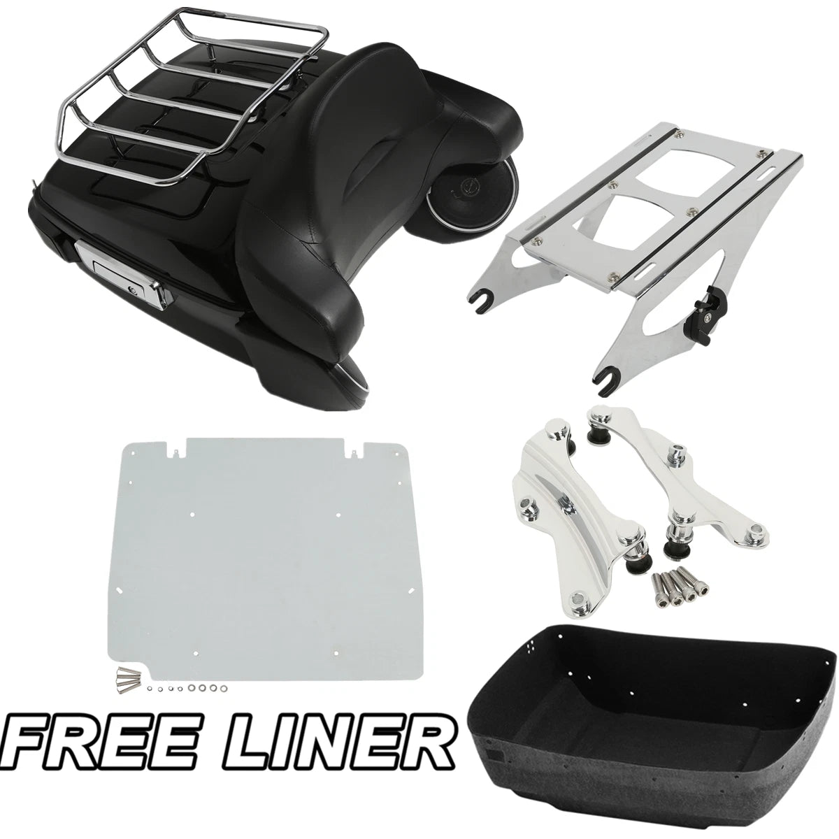 Trunk Pad Rack Light Speakers Plate Mount for Harley Road Glide (2014–2023)