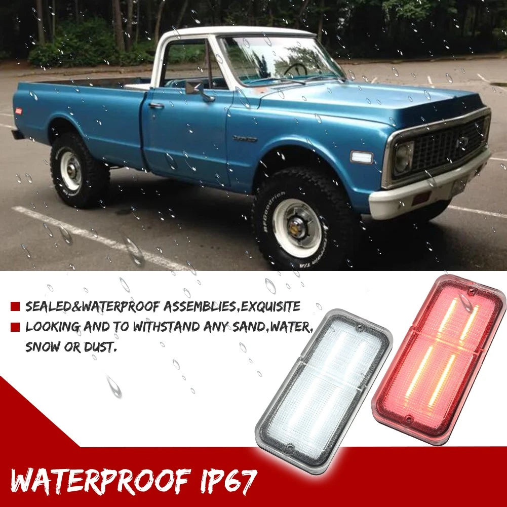 Front White & Rear Red LED Side Marker Lights for Chevy GMC C/K Trucks (1968–1972)