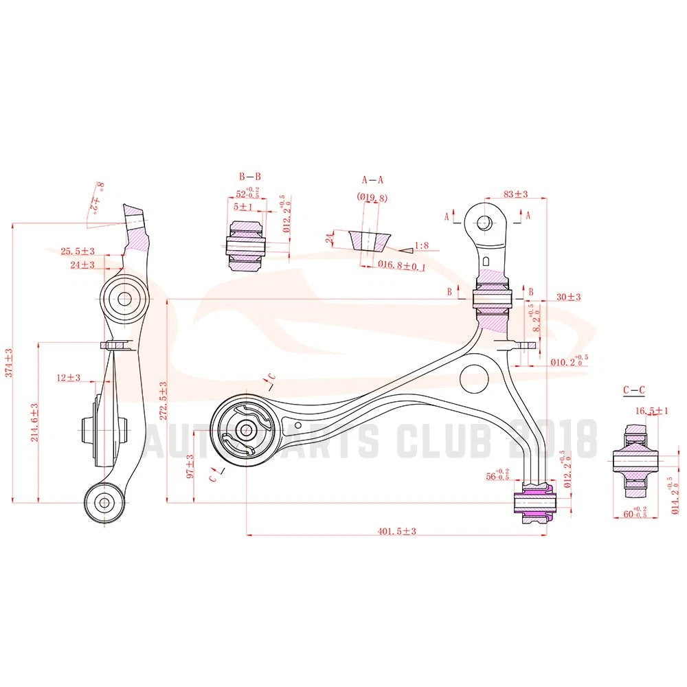 Set of 14 Control Arms, Tie Rods, Sway Bars, Ball Joints for Acura TSX (2004–2014)