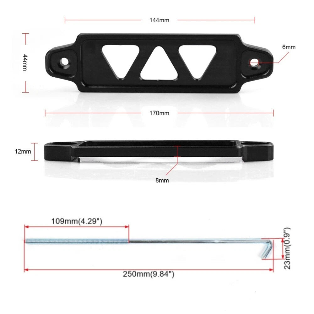 Car Battery Hold Tie Down Mount + 10" J-Hook Bolt for Acura Integra (1990–2001)