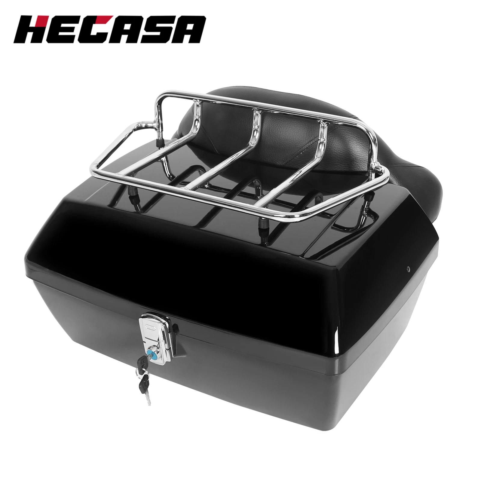 50L Universal Black Motorcycle Tail Box for Harley Honda (YYYY–YYYY)