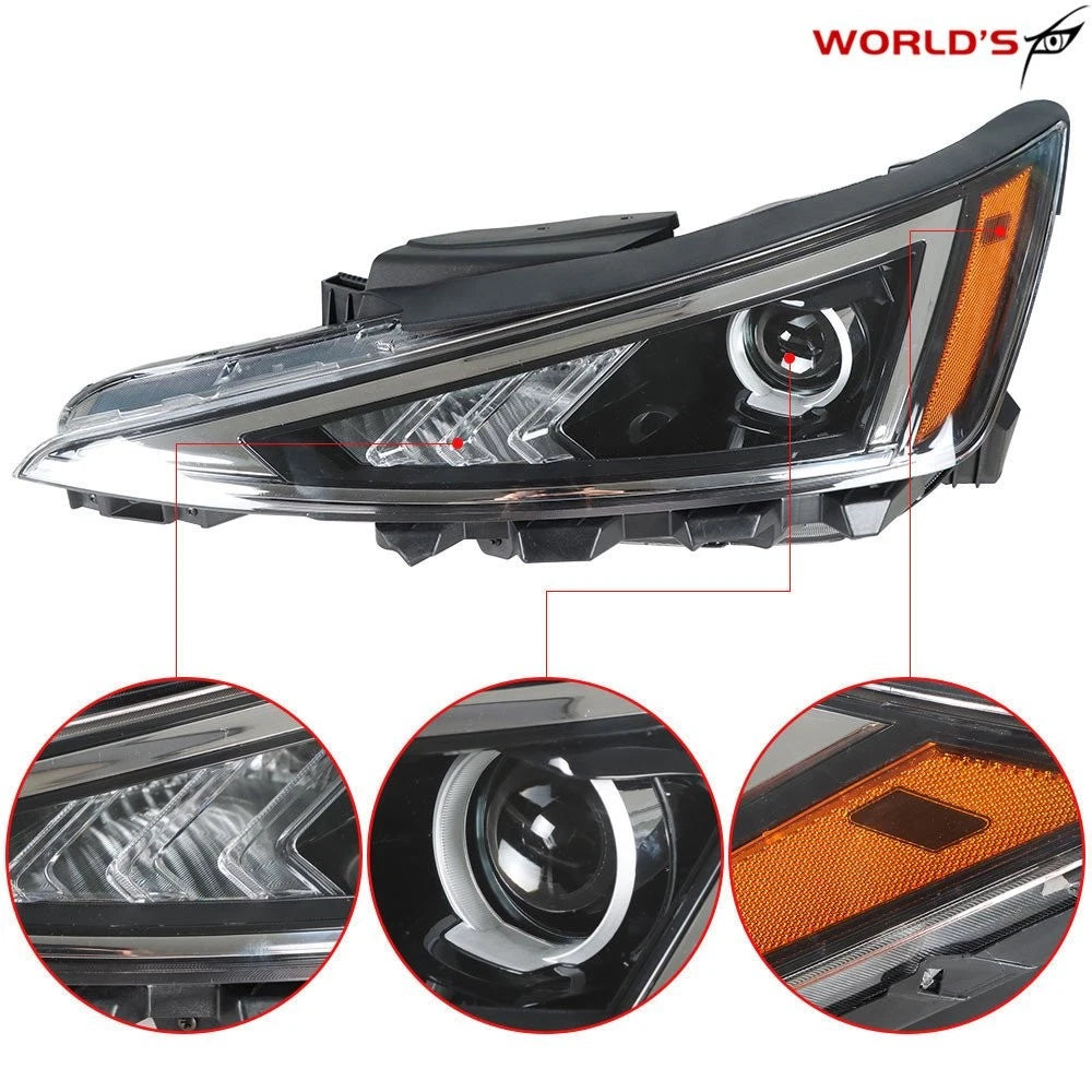 Set of 2 Headlights for Hyundai Elantra (2019–2020) Black Housing