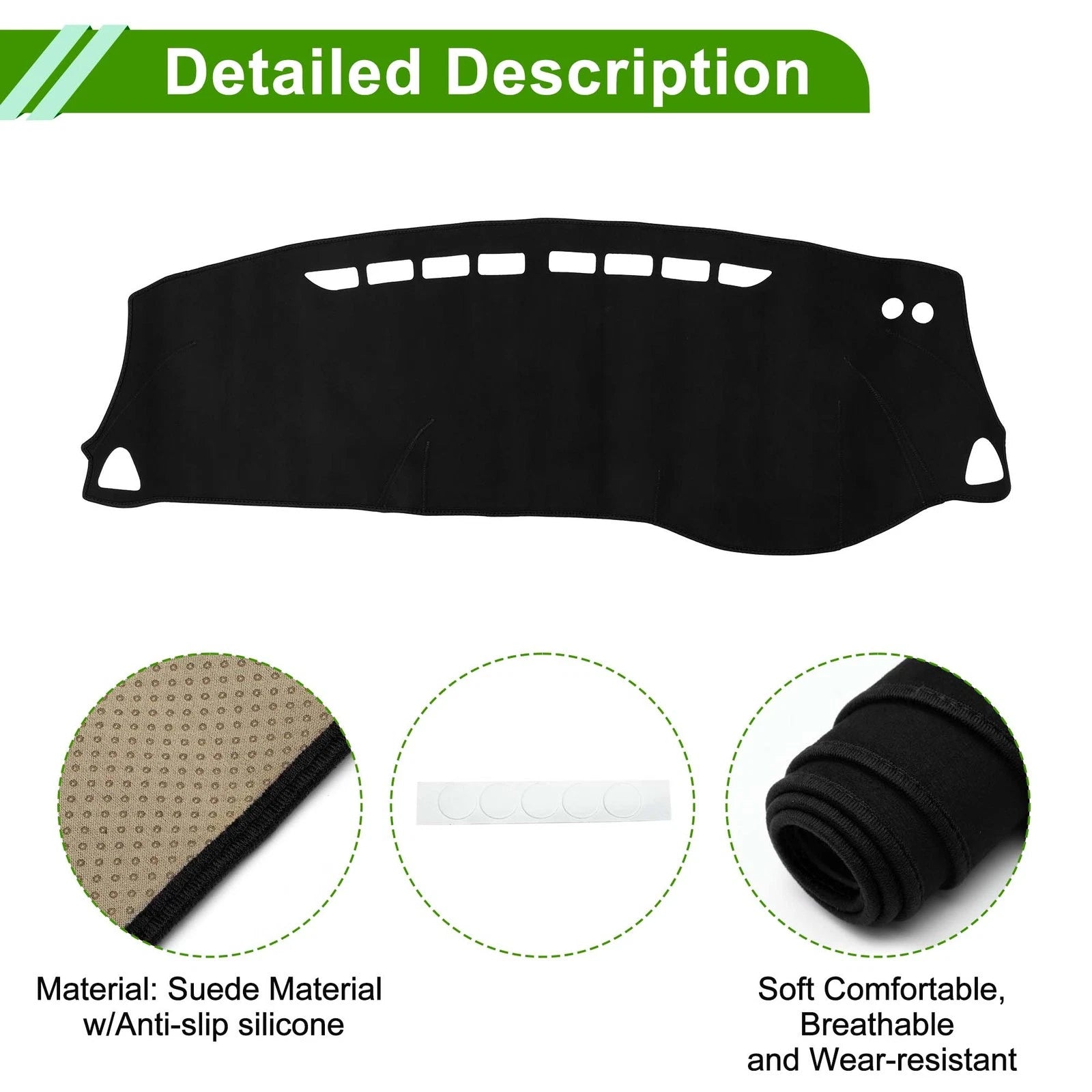 Dashboard Dash Cover Mat for Nissan Kicks (2018–2020) Sun Protector Black