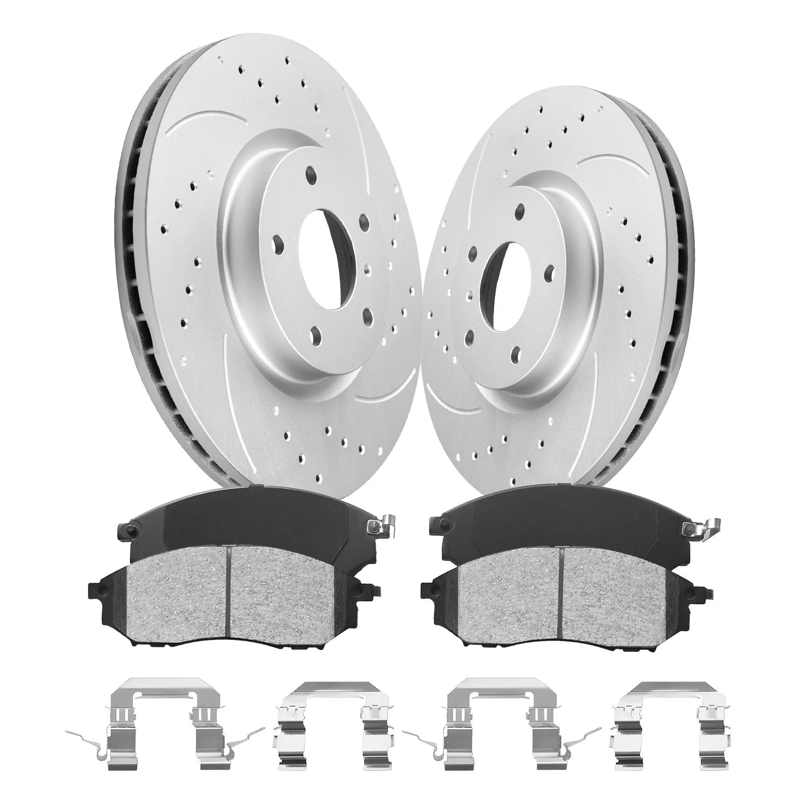Set of 2 Front Drilled Brake Rotors & Pads for Infiniti G37 G35 M35 370Z