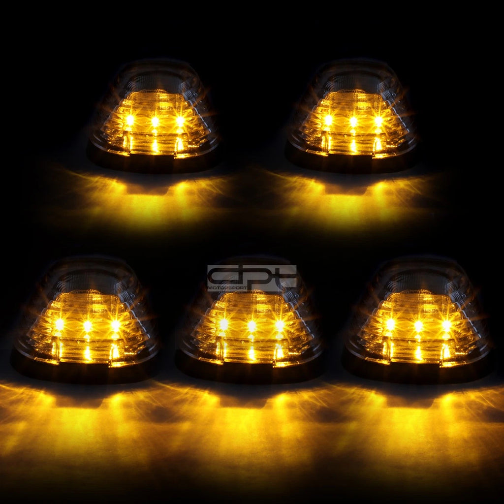 5Pcs Chrome Yellow LED Cab Roof Running Light for Ford Super Duty (1999–2016)