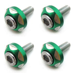 Set of 4 Silver Tone Round Green 6mm License Plate Frame Screws for Auto Motorcycle