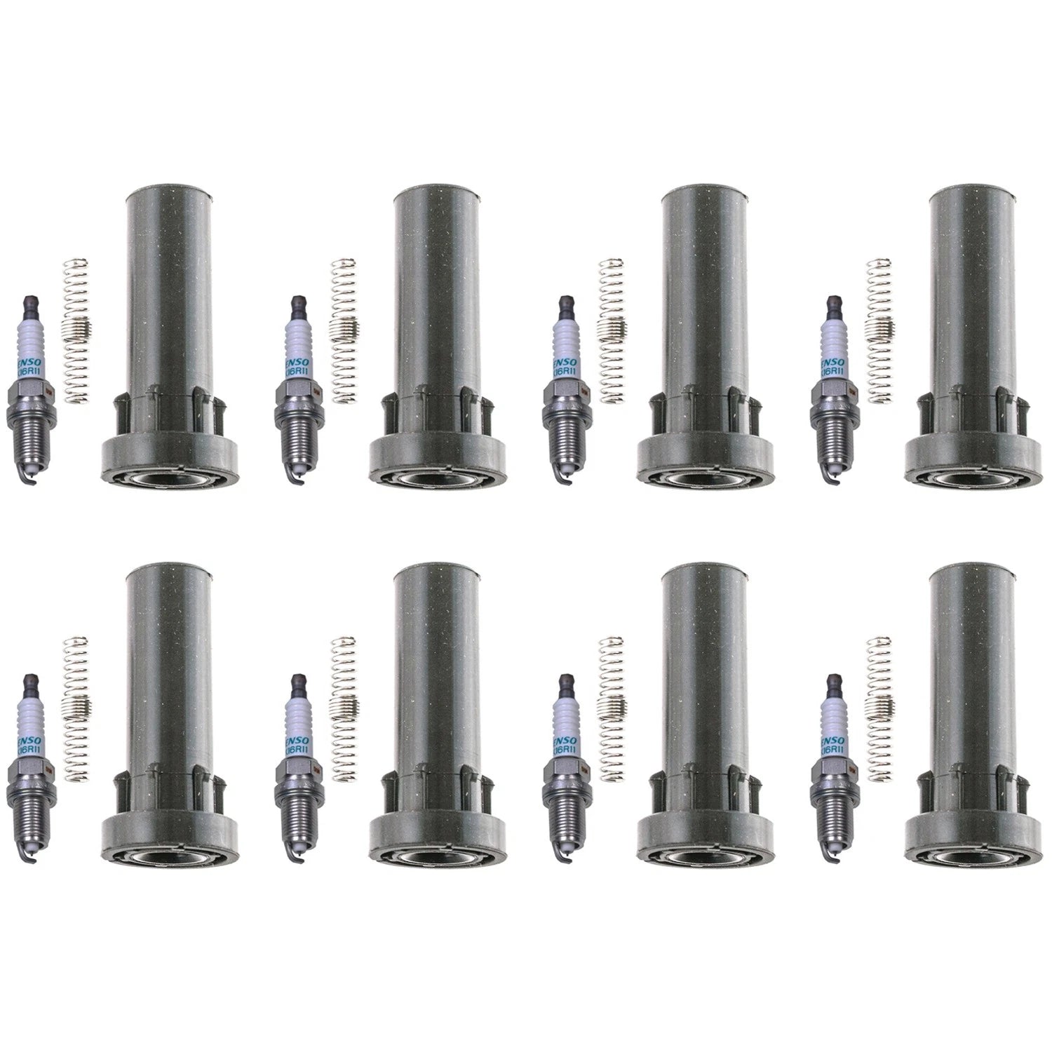 Set of 8 Denso Iridium Spark Plugs & Coil Boots for Dakota (2008)