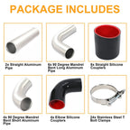 12PCS 2.5" Intercooler Piping Kit with T-Bolt Clamps & Silicone Couplers
