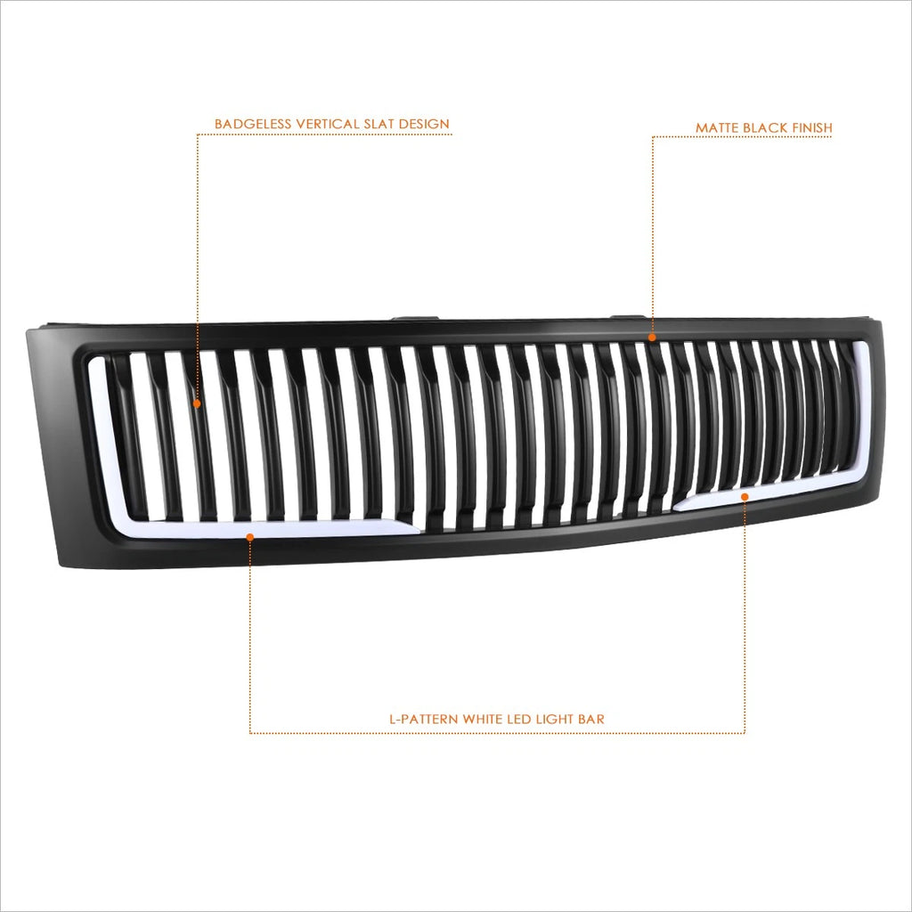 Vertical Fence Front Bumper Grille w/LED DRL for Chevy Silverado 1500 (2007–2013)