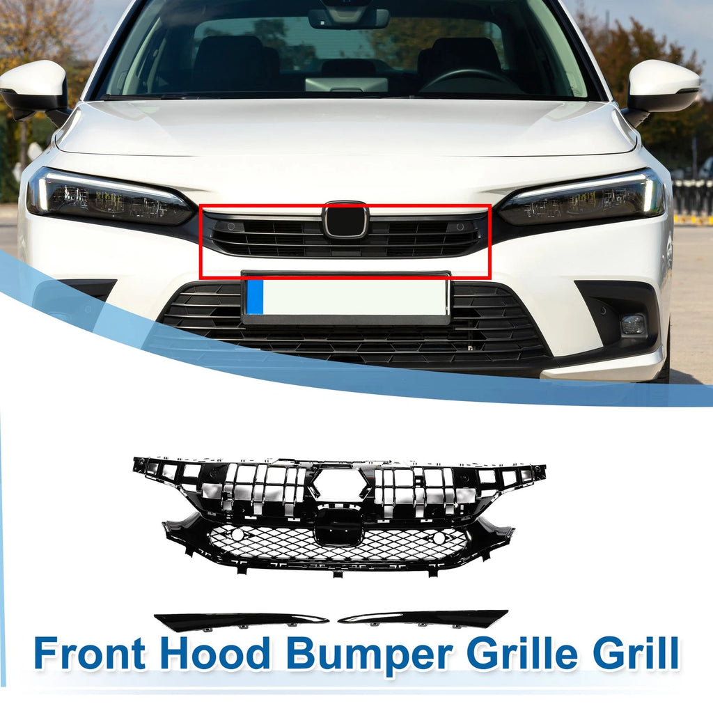 Front Hood Bumper Grille for Honda Civic (2016–2021) Rock Style with Hole