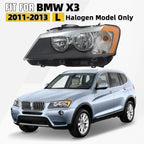 Halogen Headlight for BMW X3 F25 (2011–2013) Left Driver Side w/Bulbs