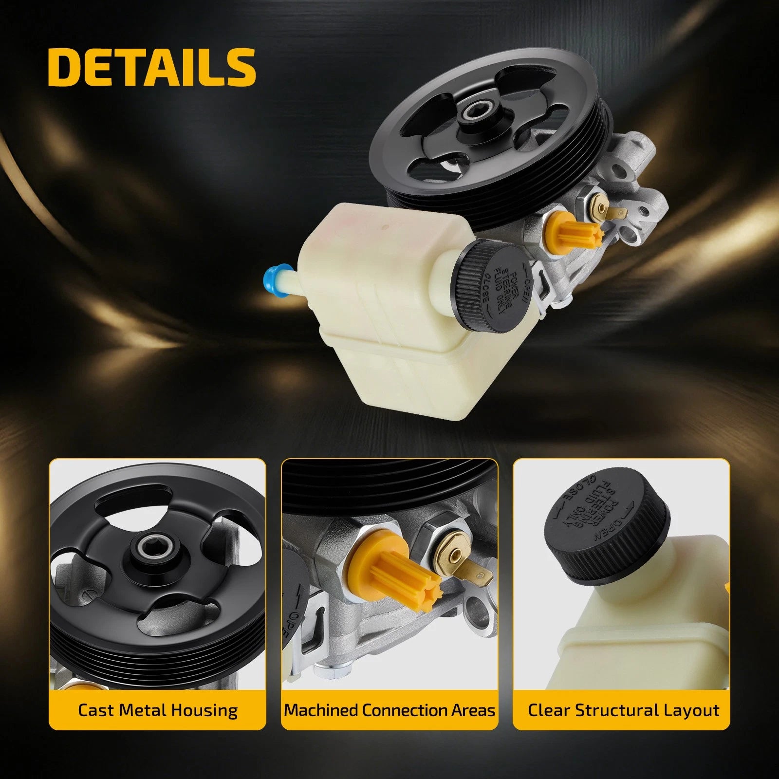 Power Steering Pump with Pulley & Reservoir for Mazda CX-7, Mazda 6 (2007–2012)