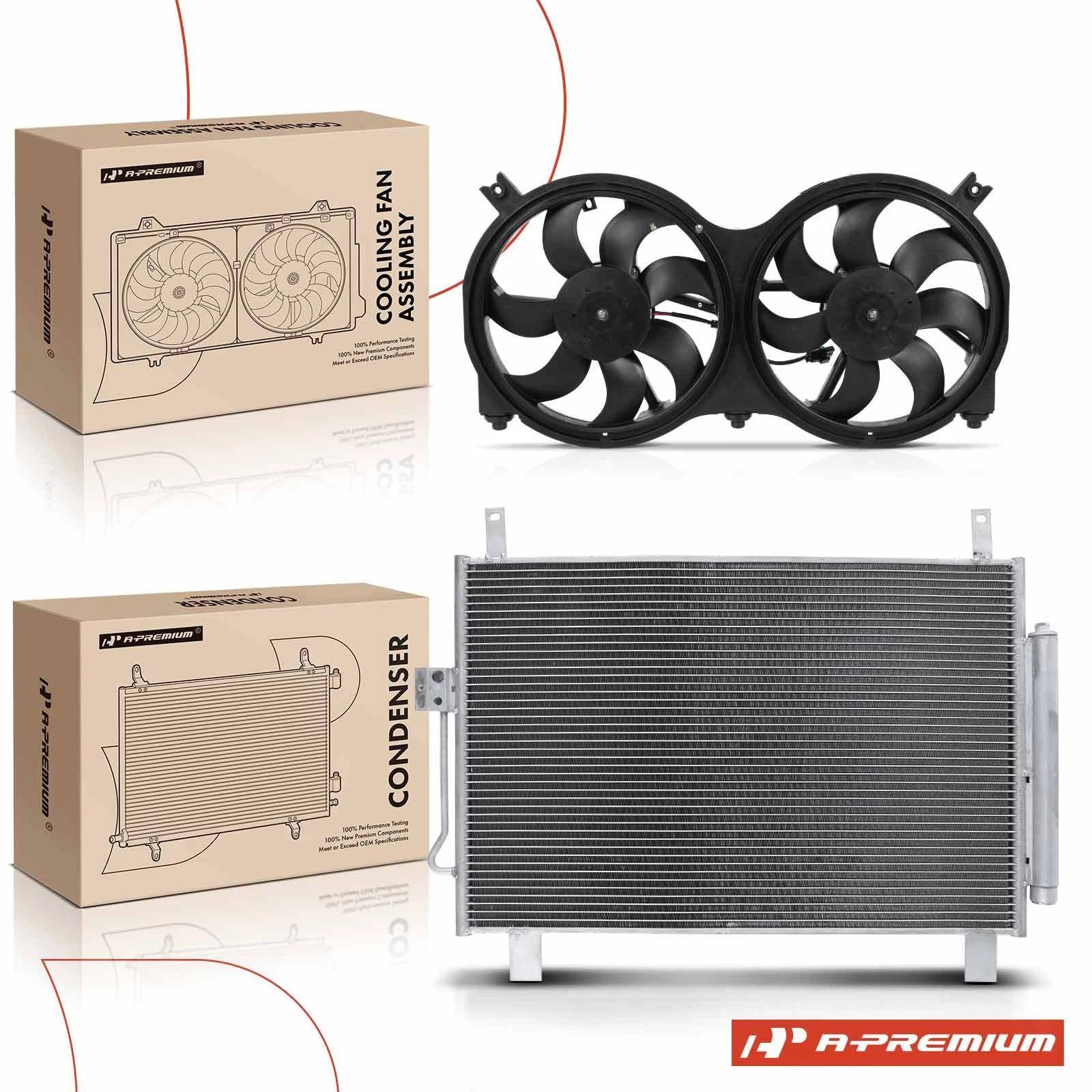 AC condenser and cooling fan assembly for Nissan Pathfinder (2013–2019)