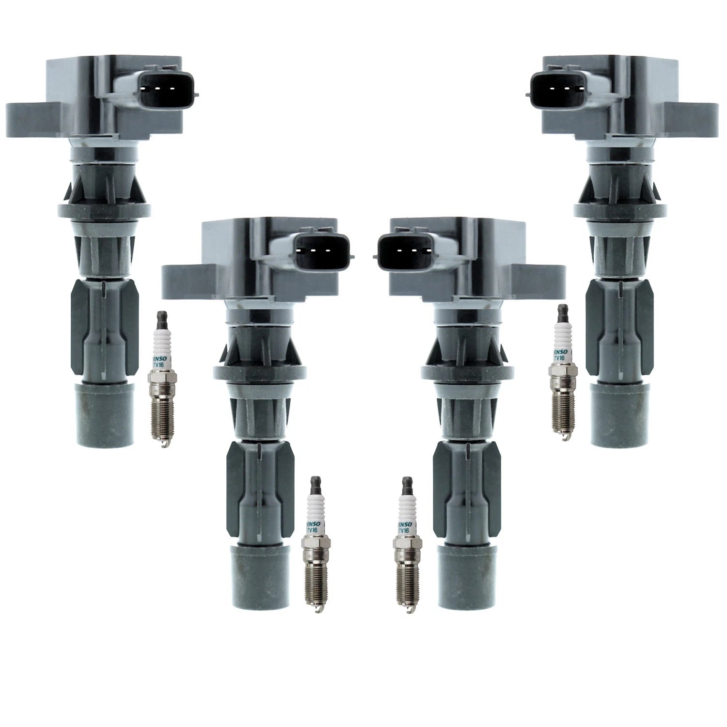 Set of 4 Ignition Coils & Iridium Spark Plugs for Mazda 3 6 CX-7 (2004–2013)