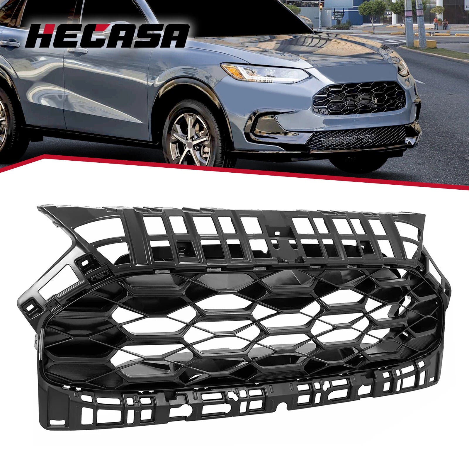 Front Bumper Grille for Honda HR-V (2023–2024) Matte Black Honeycomb