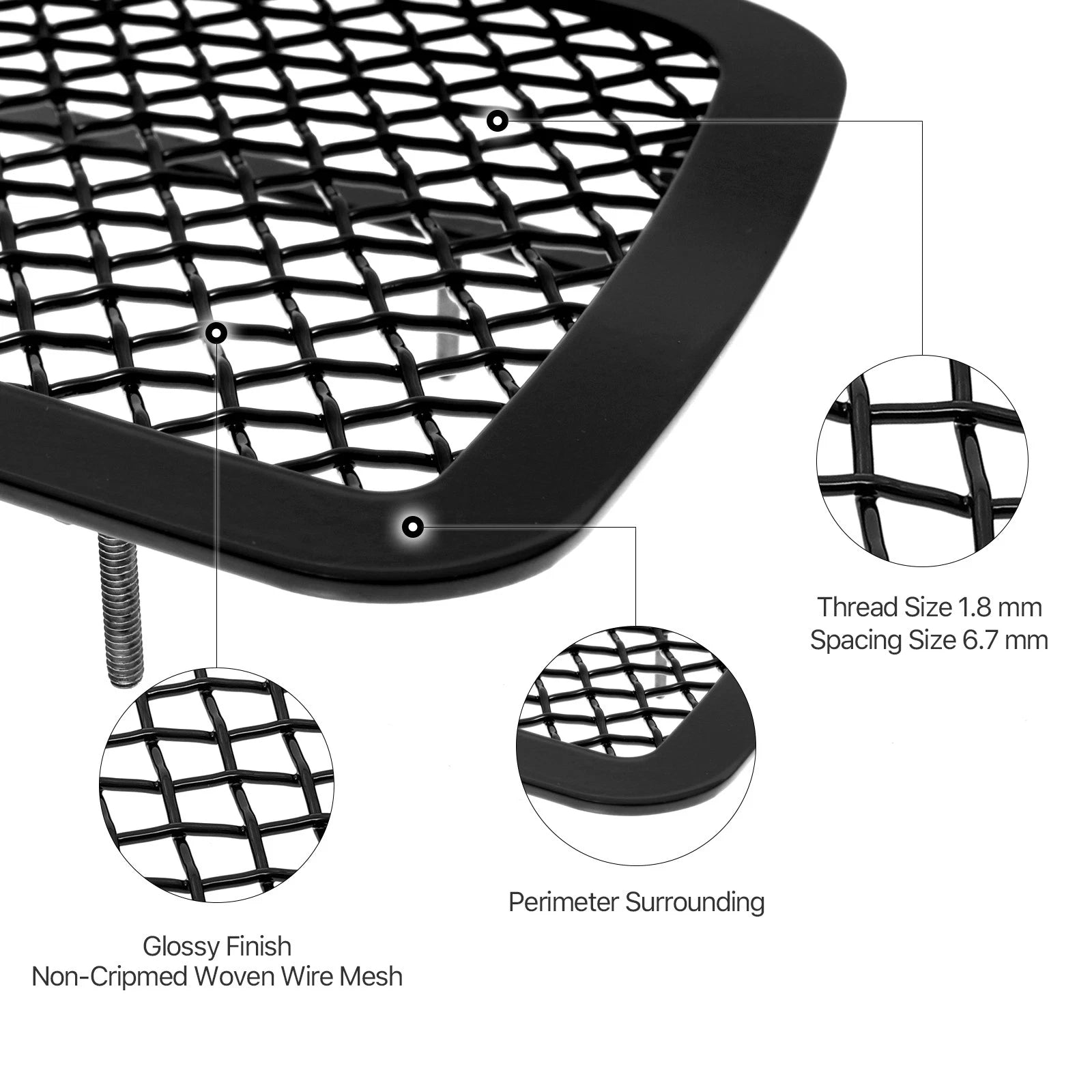 Tow Hook Grille Insert for Chevy Tahoe (2007-2014) Stainless Black Mesh