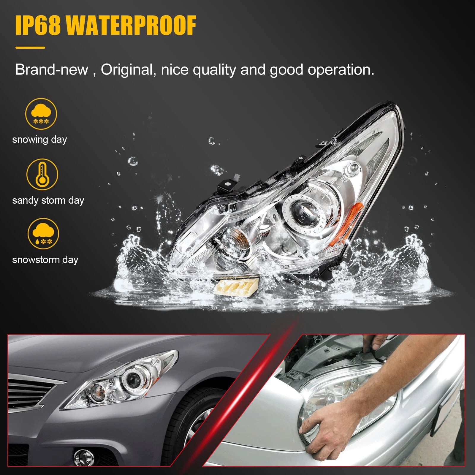 Left Driver Headlight with Bulb for Infiniti G25 G37 (2010–2012)