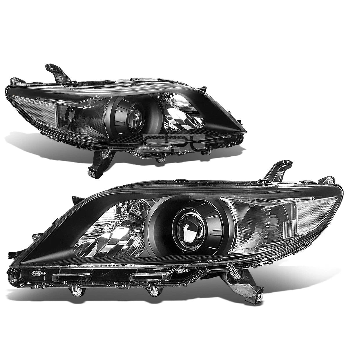 Pair of Headlights for Toyota Sienna (2011–2020) - Black Housing, Clear Corner