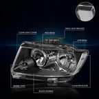 Halogen Headlight Set for Jeep Grand Cherokee (2011–2013) - Clear Side Corner Black