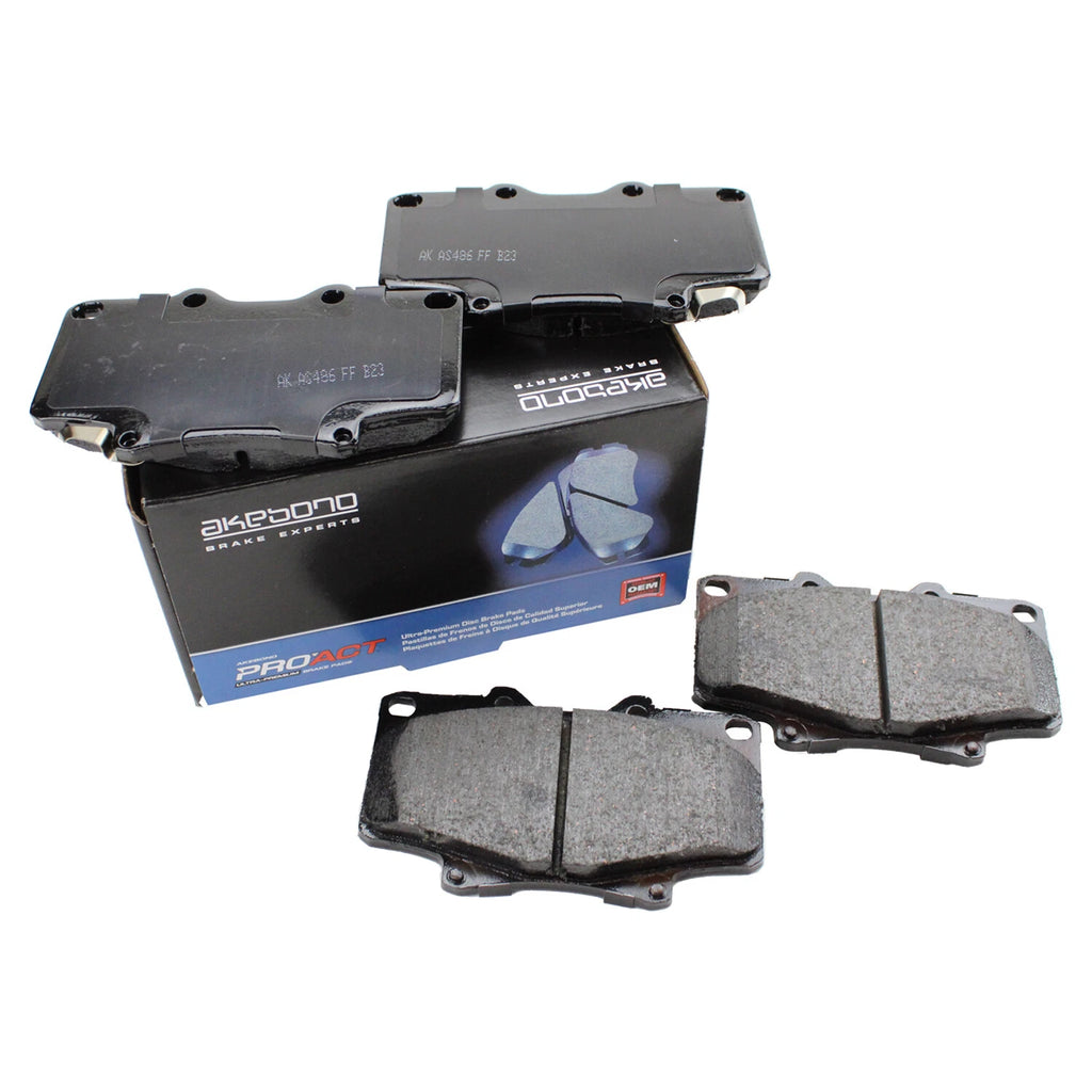 Set of 4 Akebono ProACT Front Ceramic Brake Pads for Toyota Land Cruiser (1996–2007)