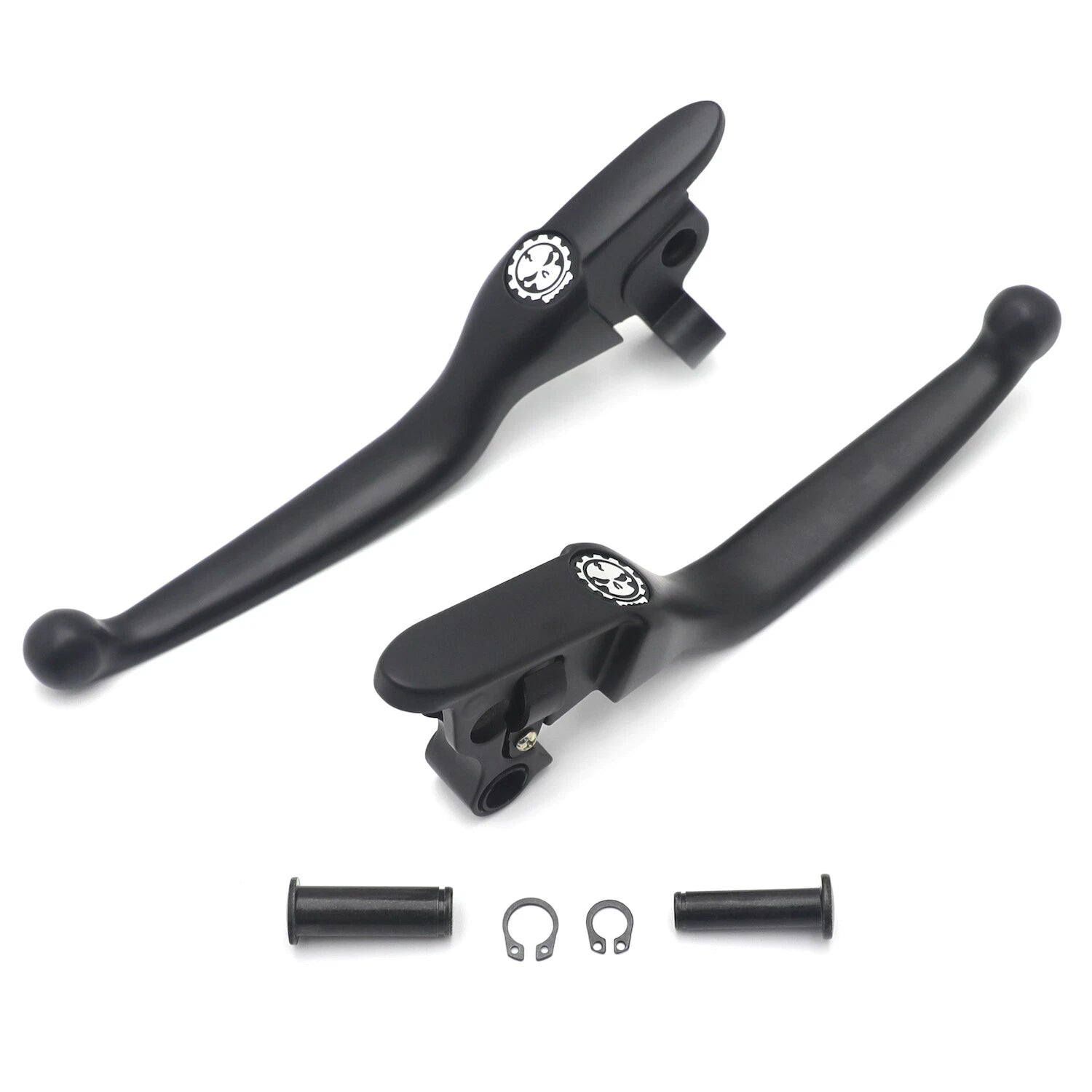 Black Skull Smooth Brake Clutch Levers for Harley Touring Trike (2008–2013)