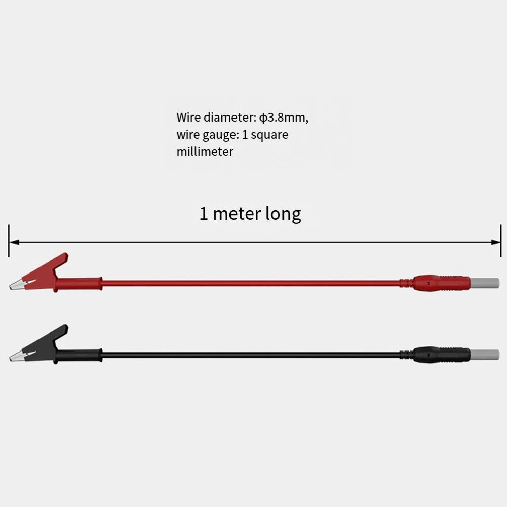 Electrical Testing Leads Set of 2 Banana to Crocodile Clip 10mm 1m Length